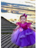 Flutter Sleeves Lace Tulle Flower Girl Dress With Handmade Flower